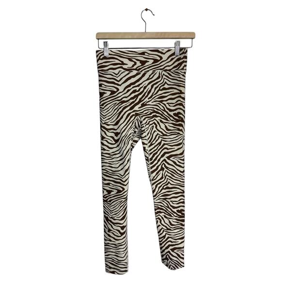All Access Women's S/P Brown White Bandier Zebra Workout Gym Travel Leggings EUC - Picture 2 of 3